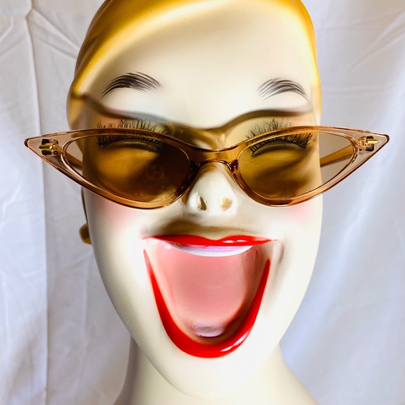 House Of Adornments Accessories - Wicked and fierce super extreme cat eye sunglasses in nude clear